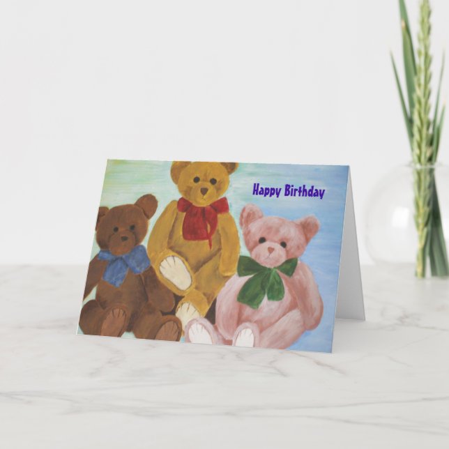 "Cuddly Friends", Happy Birthday Card (Front)
