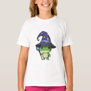 Cuddly Frog Wizard with Magic Staff Kids T-Shirt