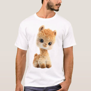 Cuddly Golden Curly Fur Alpaca Portrait Men T-Shirt