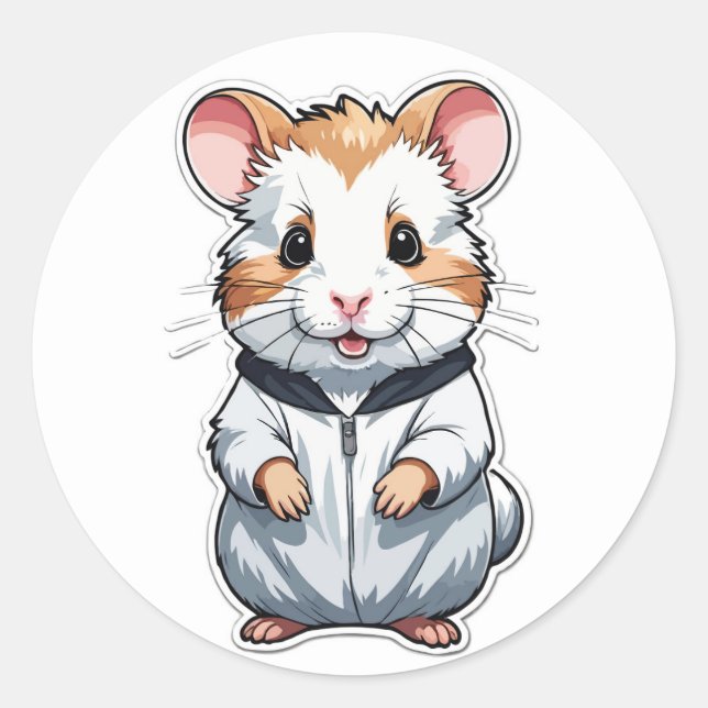 Cuddly Hamster in Hoodie - Adorable Pet Classic Round Sticker (Front)