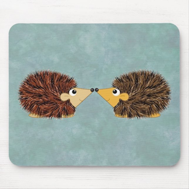 Cuddly Hedgehog Couple Mouse Pad (Front)