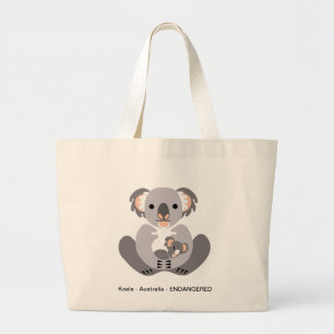Cuddly KOALA - Australia- Endangered animal-  Large Tote Bag