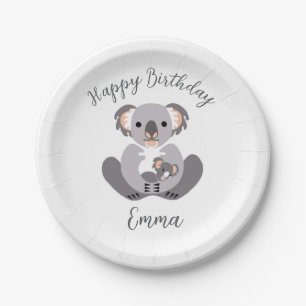 Cuddly KOALA - Wildlife - Happy Birthday - Party Paper Plate