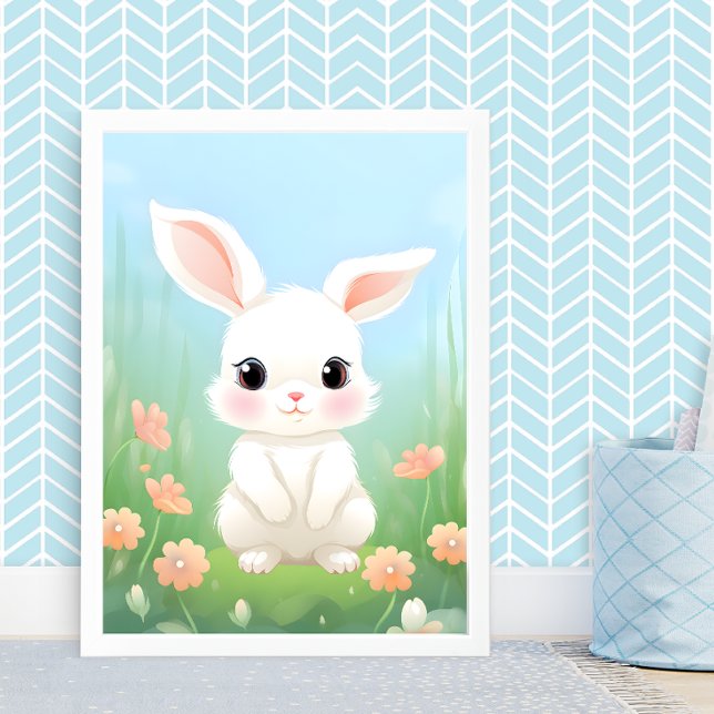 Cuddly Meadow: Baby Rabbit in Spring Flowers Poster (Creator Uploaded)