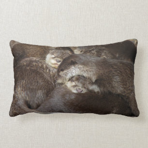 Cuddly otters lumbar pillow