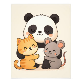 Cuddly Panda and Friends Cute Nursery Photo Print