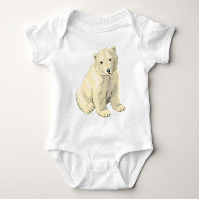 Cuddly  Polar Bear Baby Bodysuit (Front)