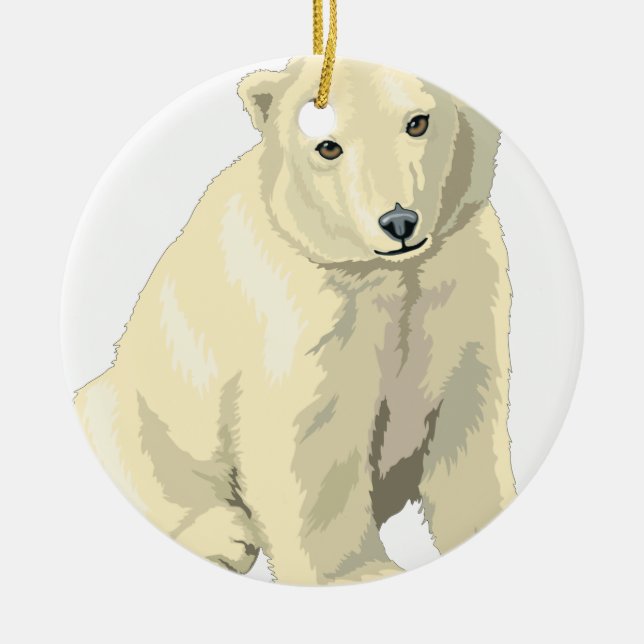 Cuddly  Polar Bear Ceramic Ornament (Front)