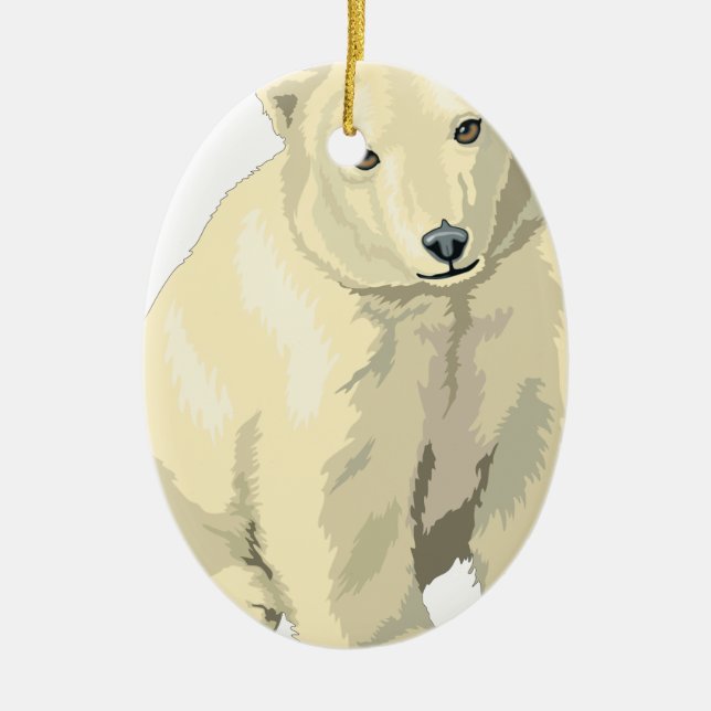 Cuddly  Polar Bear Ceramic Ornament (Front)