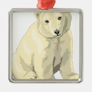 Cuddly  Polar Bear Metal Ornament