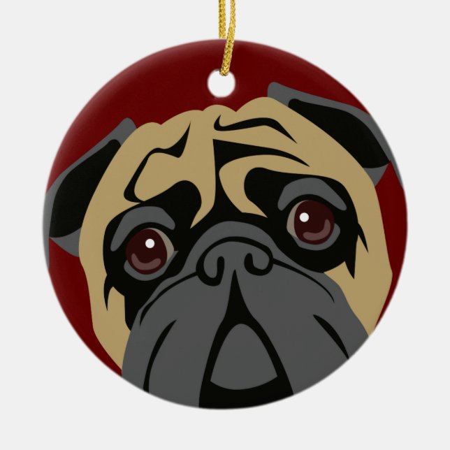Cuddly Pug Ceramic Ornament (Front)