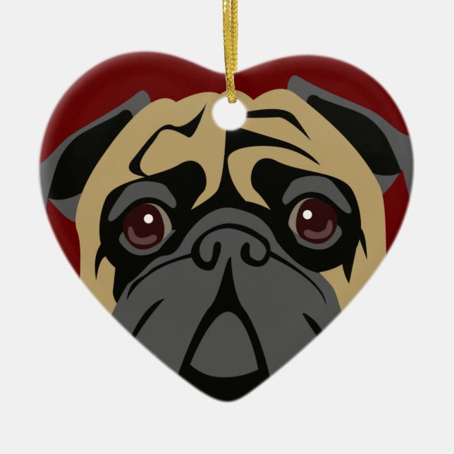 Cuddly Pug Ceramic Ornament (Front)