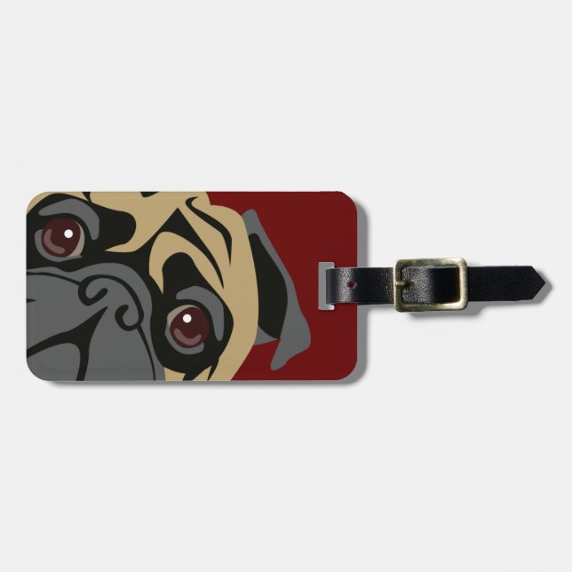 Cuddly Pug Luggage Tag (Front Horizontal)
