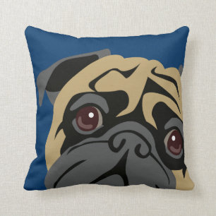 Cuddly Pug Throw Pillow