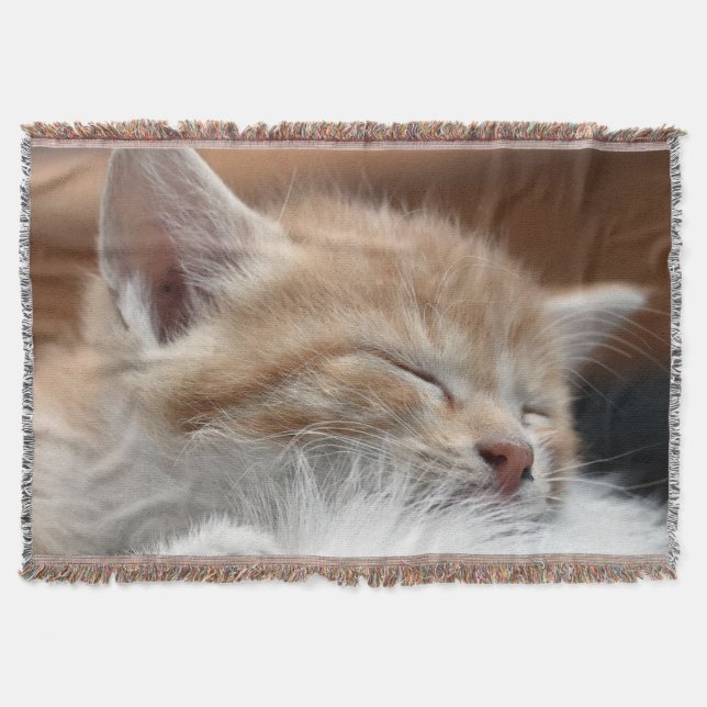 Cuddly Sleeping Cat  Sherpa Blanket (Front)