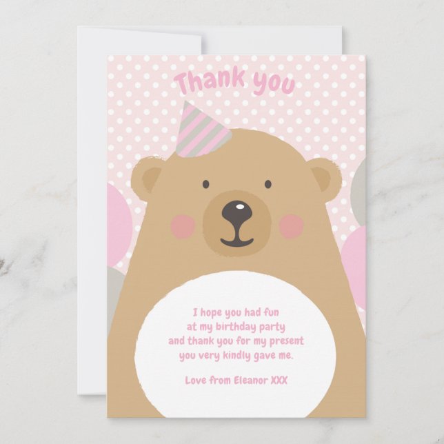 Cudly Teddy Bear Merci Carte Note (Devant)