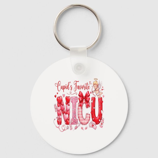 Cuds Favorite Nurse Nicu Valentines Day Shirt Nurs Keychain (Front)