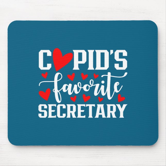 Cud's Favorite Secretary Cute Heart Valentine's Da Mouse Pad (Front)