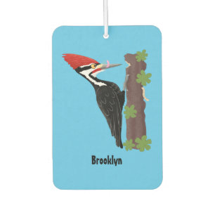 Cue funny Pileated woodpecker cartoon illustration Air Freshener