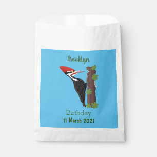 Cue funny Pileated woodpecker cartoon illustration Favour Bag