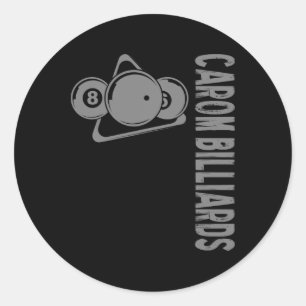 Cue Sports Carom Billiards Classic Round Sticker