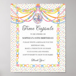 Cue the Confetti Birthday Party Time Capsule Game Poster