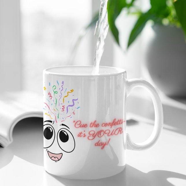 Cue the confetti in blue Kids birthday mug (Creator Uploaded)