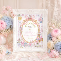 Cue Woodland Animals Girl Baby Shower Welcome