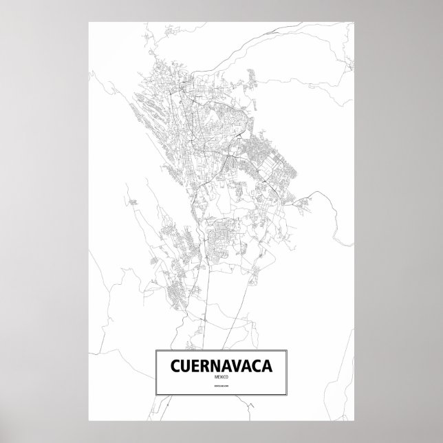Cuernavaca, Mexico (black on white) Poster (Front)