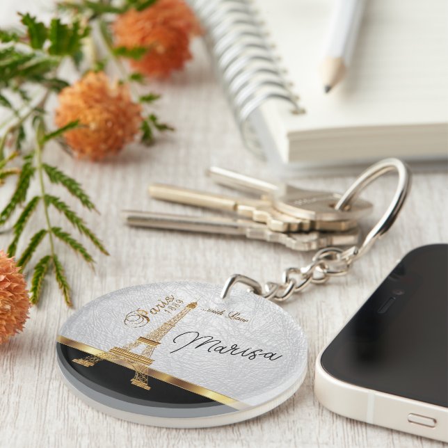 Cuir blanc Faux avec accent Paris or (Devant droit)