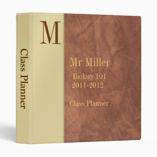 Cuir Brown de Faux et classeur de professeurs d'or