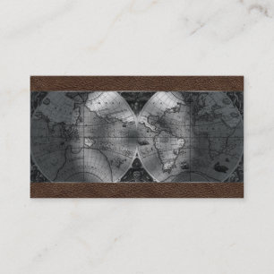 Cuir de brun de globe de carte du monde d'agent de