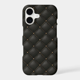 Cuir Noir Matelassé avec Clous Dorés