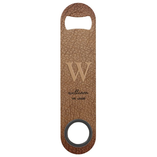 Cuir rustique Brown Monogramme stylisé nom de scri (Devant)