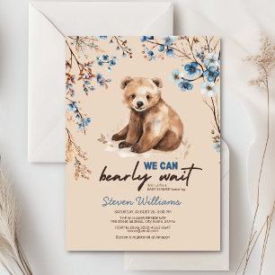 Cuire ours aquarelle garçon baby shower invitation