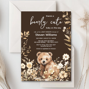 Cuire ours aquarelle garçon baby shower invitation