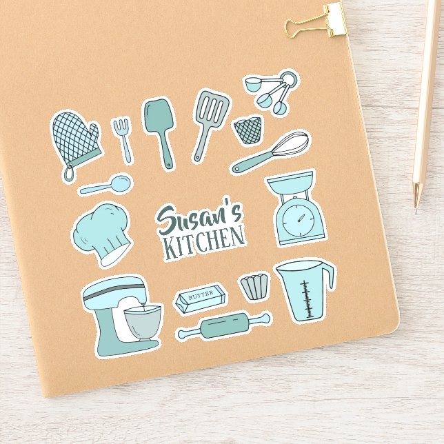 Cuire Votre Cuisine Bleu Boulangerie Sticker (Carnet)