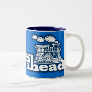 Cuisez la pleine tasse bleue de logo de vapeur de
