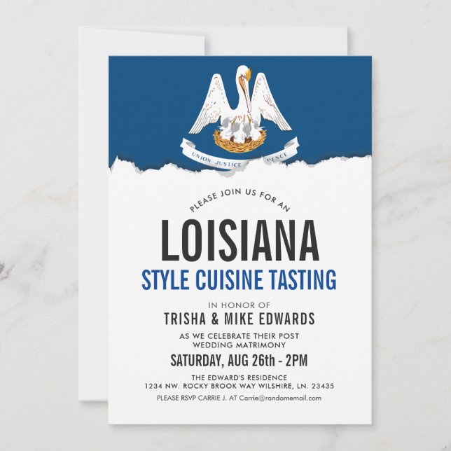 Cuisine À Thème Louisiane| Invitation du drapeau d (Devant)