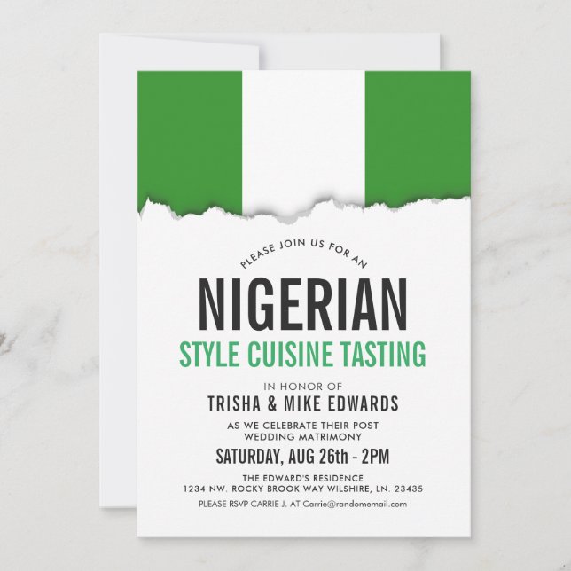 Cuisine À Thème Nigériane| Invitation du drapeau d (Devant)