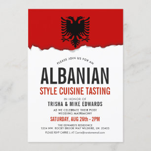 Cuisine albanaise   Invitation blanc du drapeau du