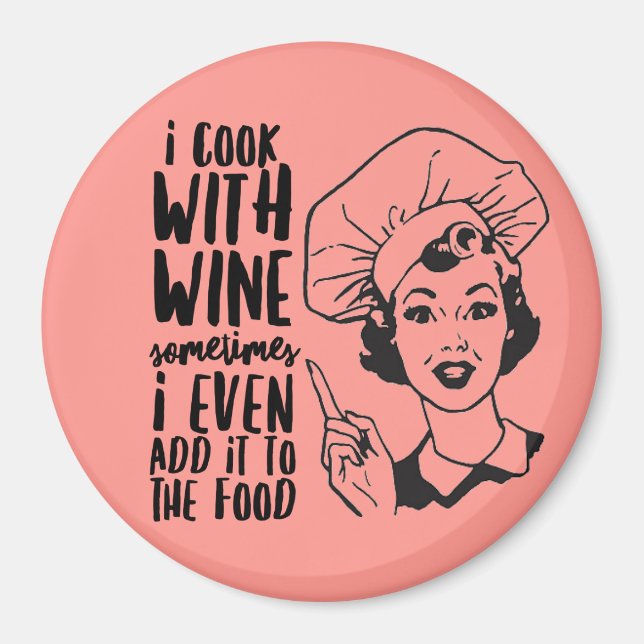 Cuisine amusante rétro avec aimant à vin (Devant)