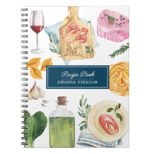 Cuisine aquarelle Nom personnalisé Livre de recett
