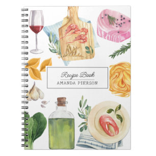 Cuisine aquarelle Nom personnalisé Livre de recett