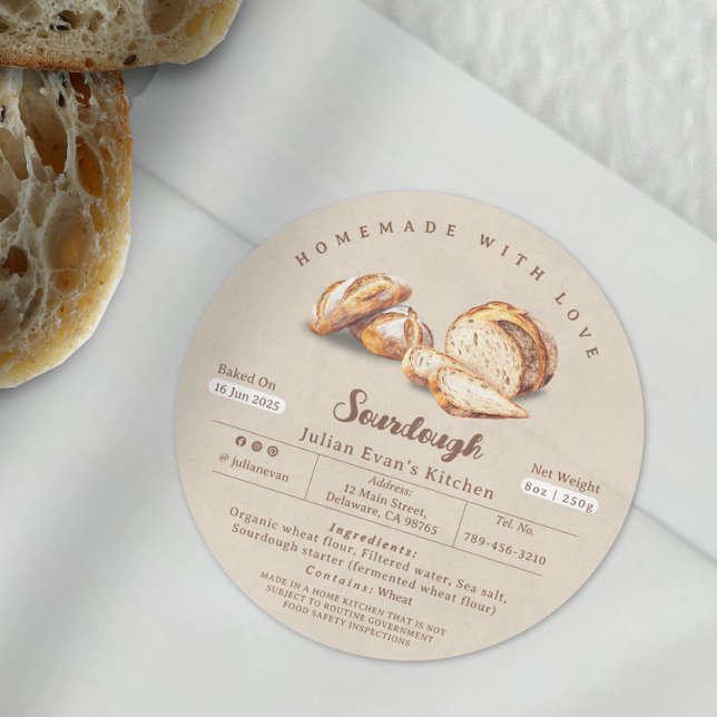 Cuisiné avec Amour Sourdough Cottage Étiquette (Baked with Love Sourdough Cottage Law Label )