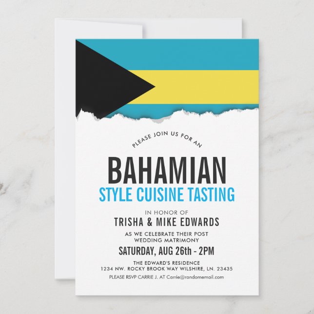 Cuisine Bahaméenne À Thème | Invitation du drapeau (Devant)