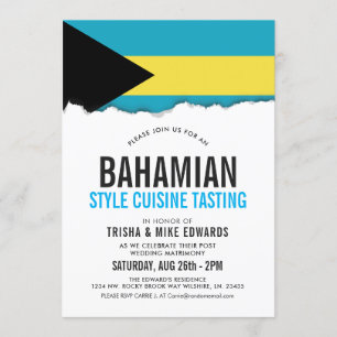 Cuisine Bahaméenne À Thème  Invitation du drapeau 