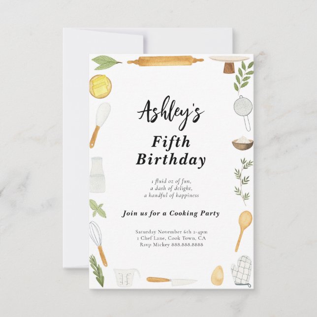 Cuisine & Baking Anniversaire Invitation pour enfa (Devant)