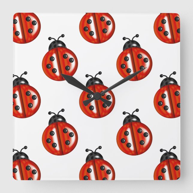 Cuisine blanche et rouge Ladybug Horloge murale (Recto)