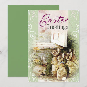Cuisine Bunnies Vintages Pâques Salutations Carte 